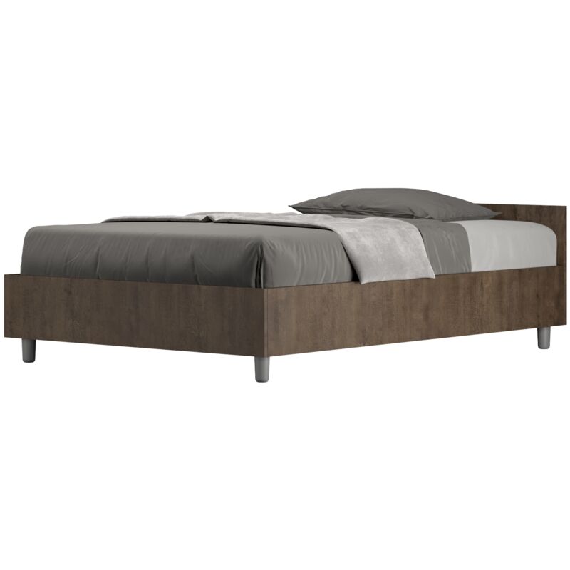 foto del prodotto giordanoshop letto 1 piazza e mezzo 120x200 cm con rete e contenitore nuamo noce