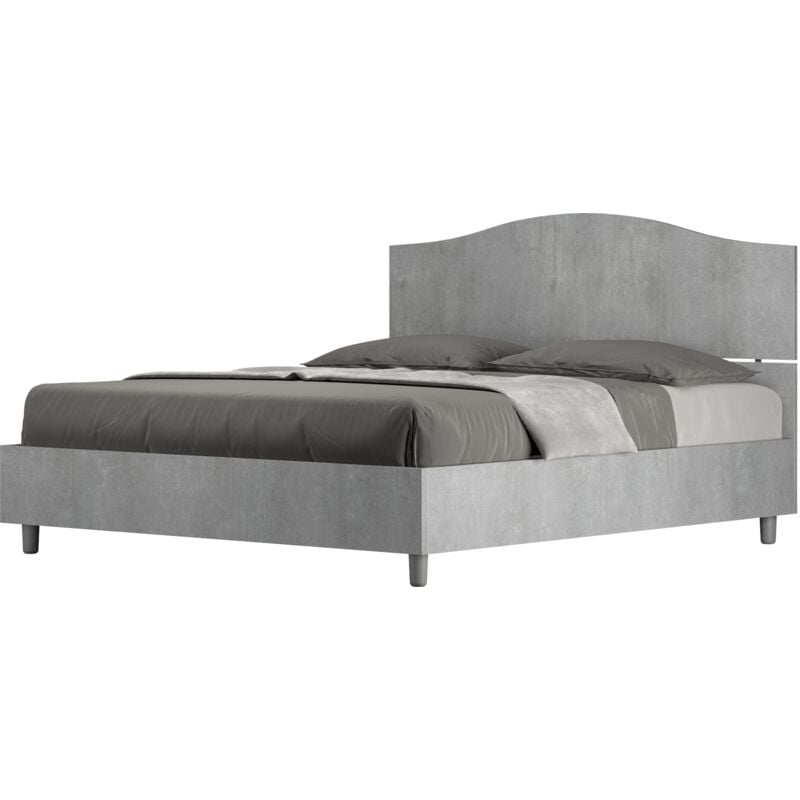foto del prodotto giordanoshop letto matrimoniale 160x190 cm con rete e contenitore dores cemento