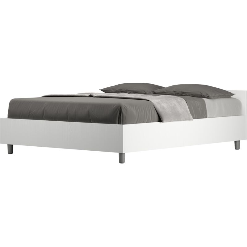 foto del prodotto giordanoshop letto matrimoniale francese 140x190 cm senza rete nuamo bianco frassino