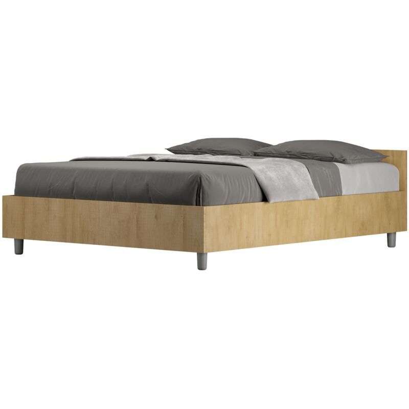 foto del prodotto giordanoshop letto matrimoniale francese 140x190 cm senza rete nuamo quercia
