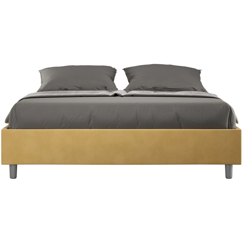 foto del prodotto giordanoshop letto matrimoniale sommier 160x190 cm con rete e contenitore azelia ocra