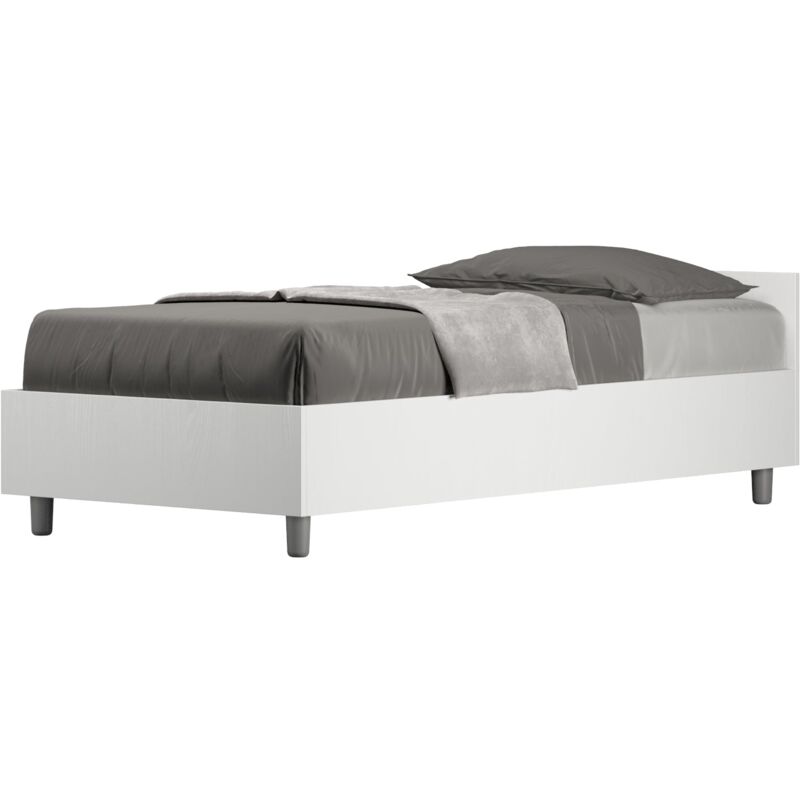 foto del prodotto giordanoshop letto singolo 80x190 cm con rete e contenitore nuamo bianco frassino