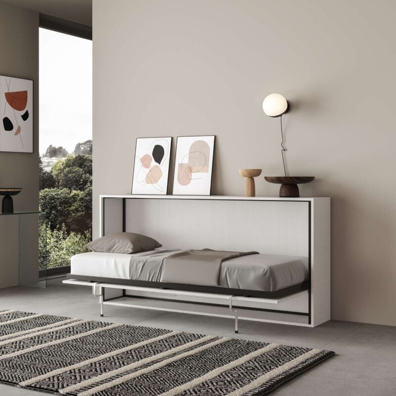 foto del prodotto giordanoshop letto singolo a scomparsa salvaspazio orizzontale kando h97 cm bianco