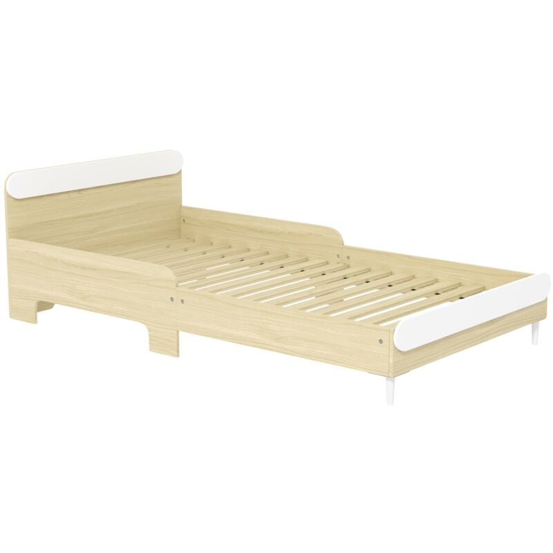 foto del prodotto giordanoshop letto singolo per bambini basso con sponde laterali alte 194,8x103x60,5 cm bianco e color legno