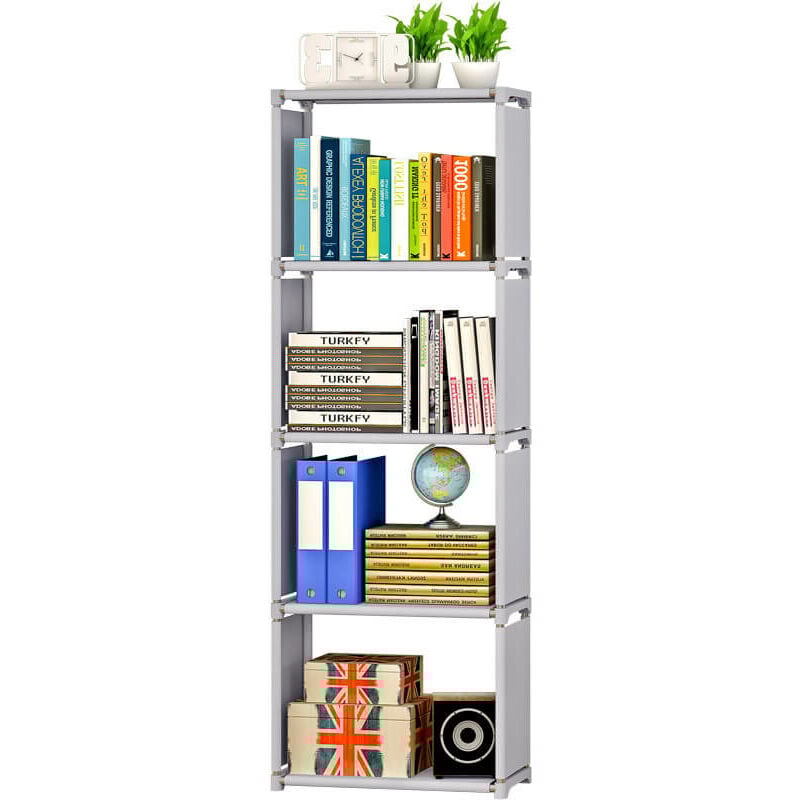 foto del prodotto giordanoshop libreria 5 ripiani 52x31x144 cm in metallo e tessuto tnt joy silver grigio