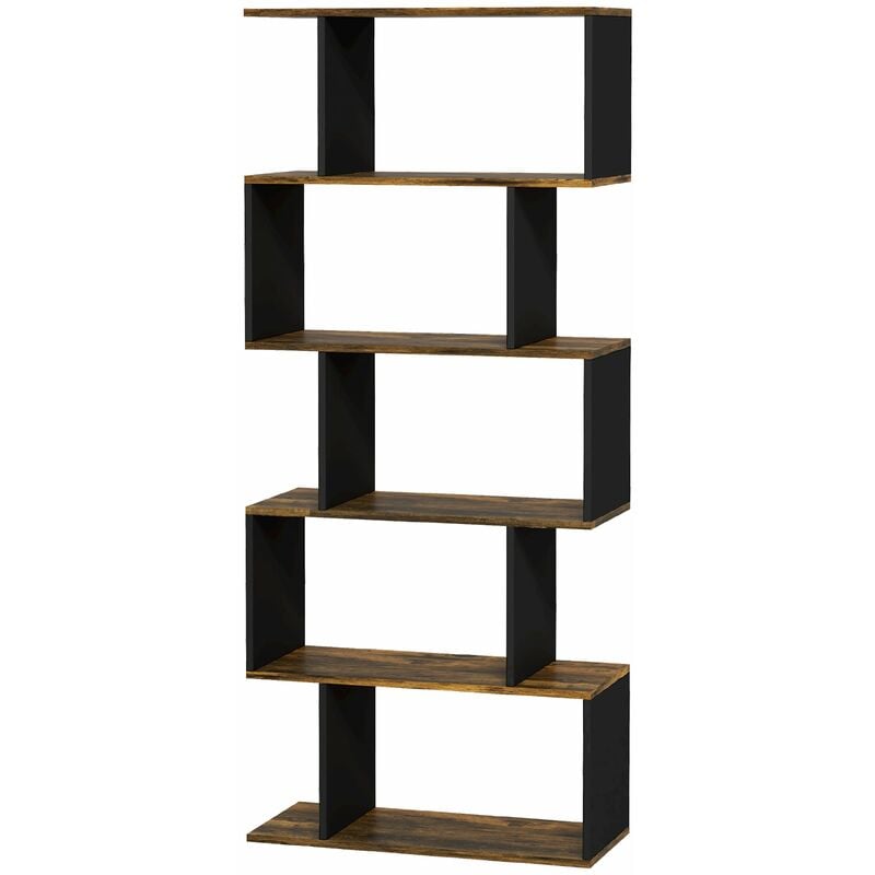 foto del prodotto giordanoshop libreria 5 ripiani 70x29,5x163 cm in legno marrone rustico