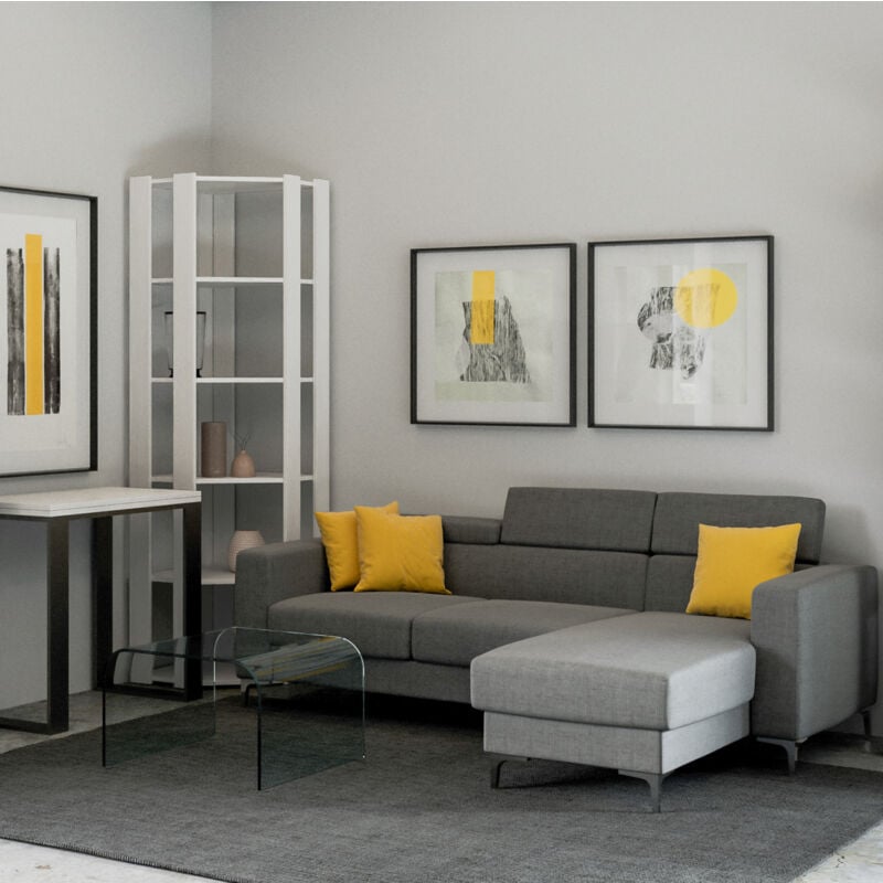 foto del prodotto giordanoshop libreria angolare moderna 5 ripiani 60,3x60,3x205 cm in nobilitato bianco