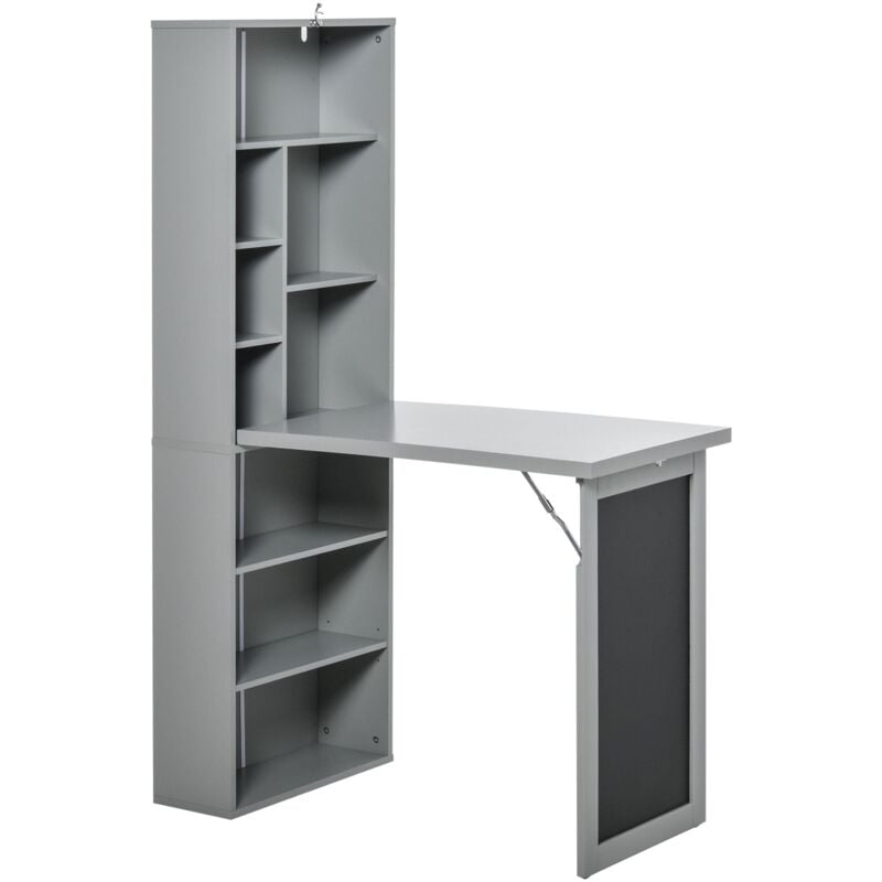 foto del prodotto giordanoshop libreria con scrivania a scomparsa salvaspazio 98x51x153 cm in mdf grigio
