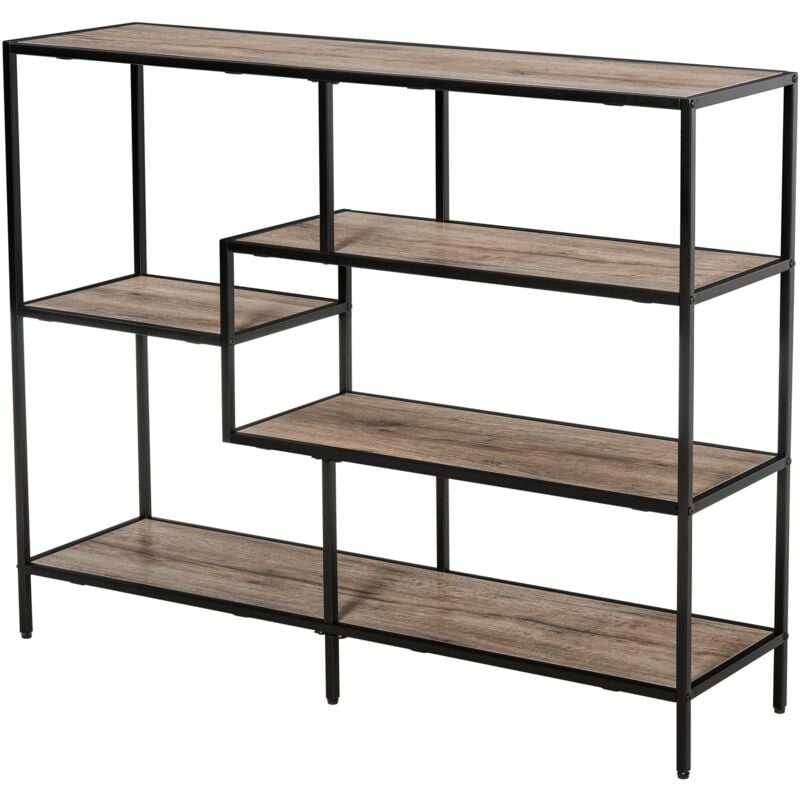foto del prodotto giordanoshop libreria scaffale 5 ripiani 120x32x95 cm in legno e metallo nero