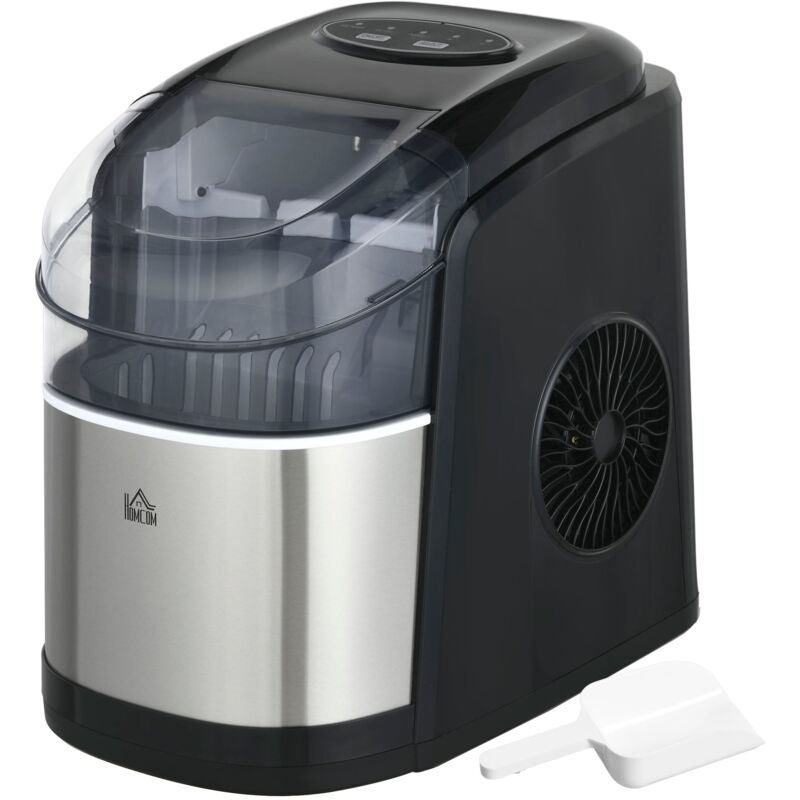 foto del prodotto giordanoshop macchina del ghiaccio autopulente da 9 cubetti in 6 12 minuti 24.2x35.3x33 cm in pp e acciaio inox nera