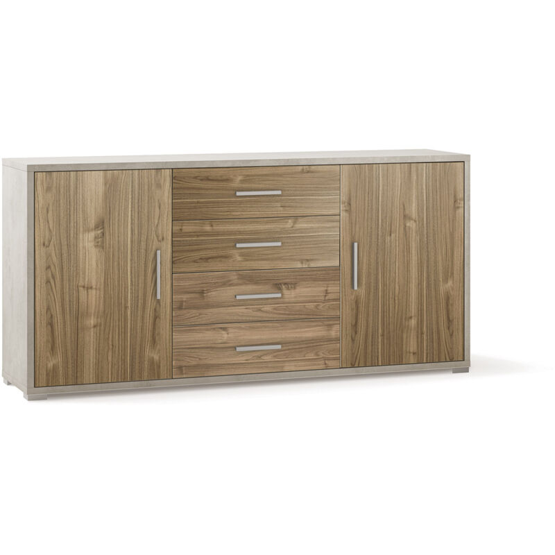 foto del prodotto giordanoshop madia 2 ante 4 cassetti 174x84x41 cm ossido bianco noce stelvio