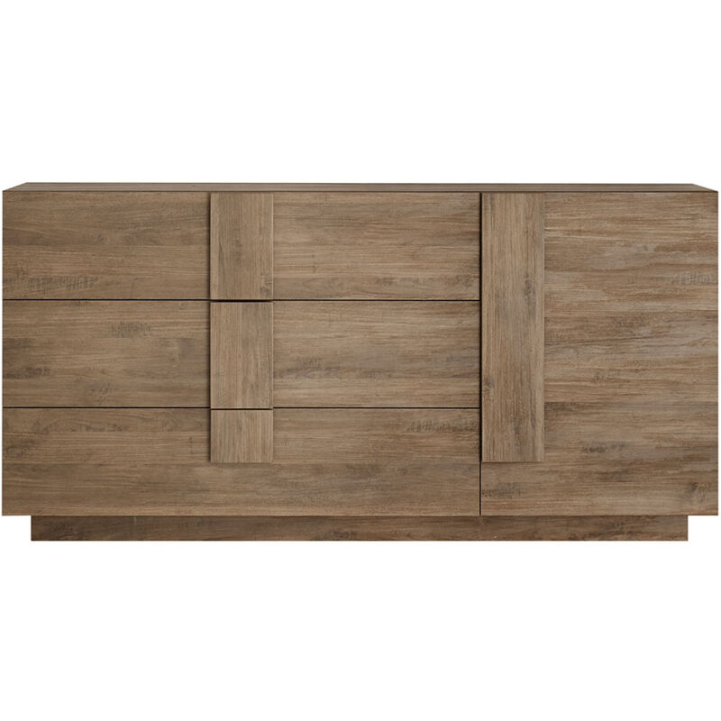 foto del prodotto giordanoshop madia design moderno 1 anta 3 cassetti jupiter 182x44x90 cm noce mercure