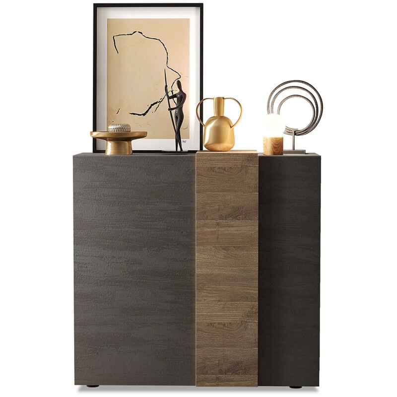 foto del prodotto giordanoshop madia design moderno 2 ante venus 121x44x114 cm titanio e noce mercure