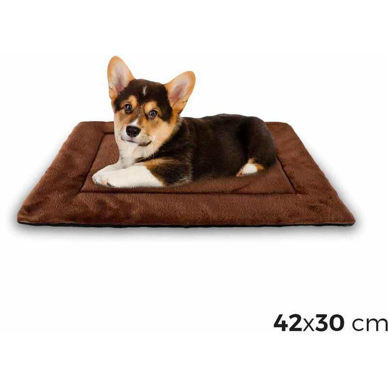 foto del prodotto giordanoshop materassino morbido in vellutino per cani taglia s marrone 42 x 30 cm