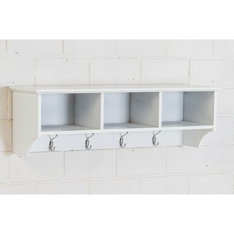 foto del prodotto giordanoshop mensola appendiabiti in legno 79x25x25 cm cortina bianco