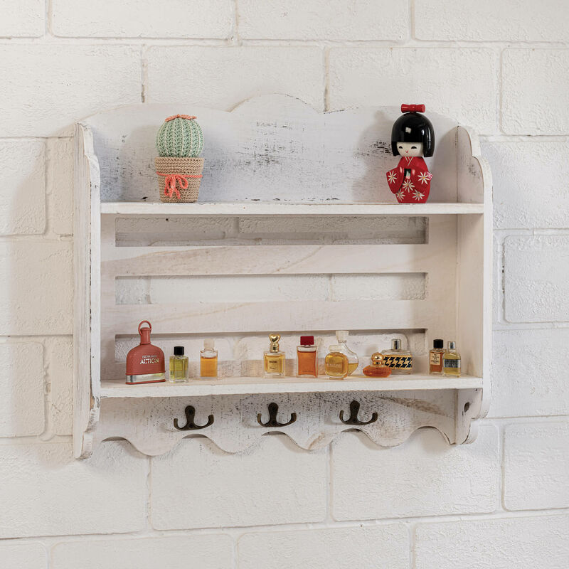 foto del prodotto giordanoshop mensola appendichiavi in legno 55x10x44 cm bretagne bianco