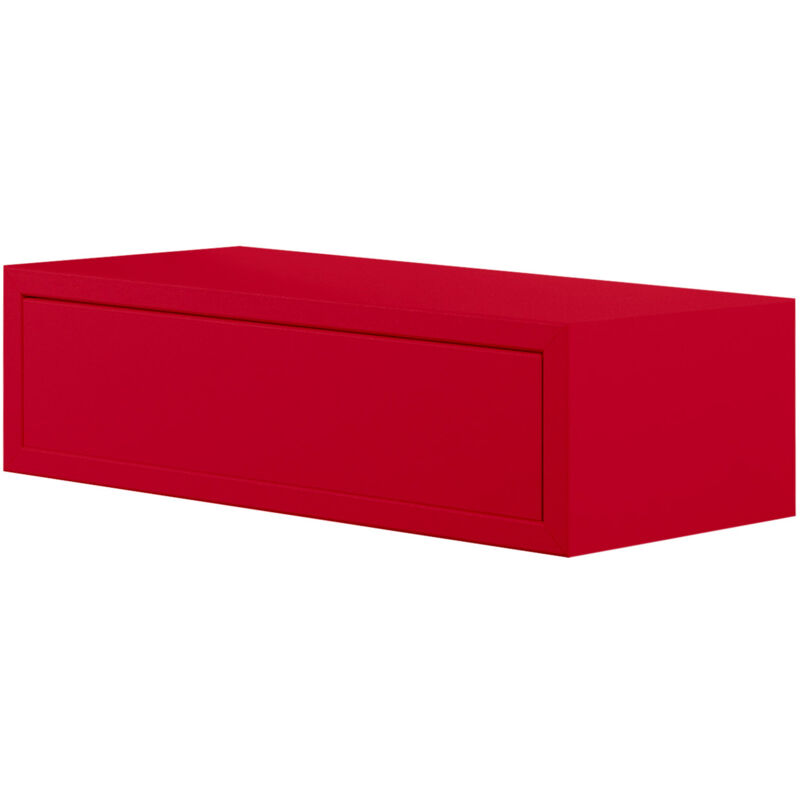 foto del prodotto giordanoshop mensola da parete 1 cassetto 45x13,4x20 cm in fibra di legno lego rosso