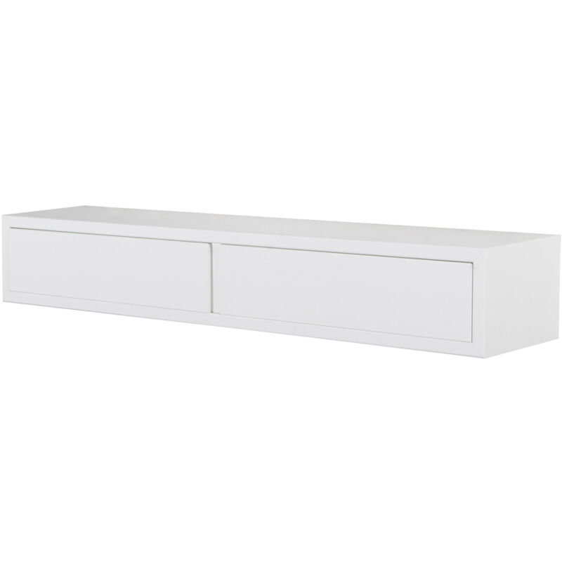 foto del prodotto giordanoshop mensola da parete con 2 cassetti 88,2x13,4x20 cm in fibra di legno domino bianco