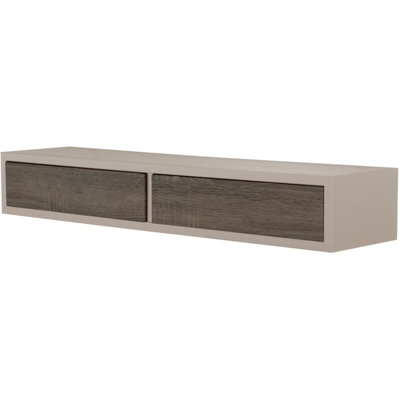 foto del prodotto giordanoshop mensola da parete con 2 cassetti 88,2x13,4x20 cm in fibra di legno domino marrone e noce