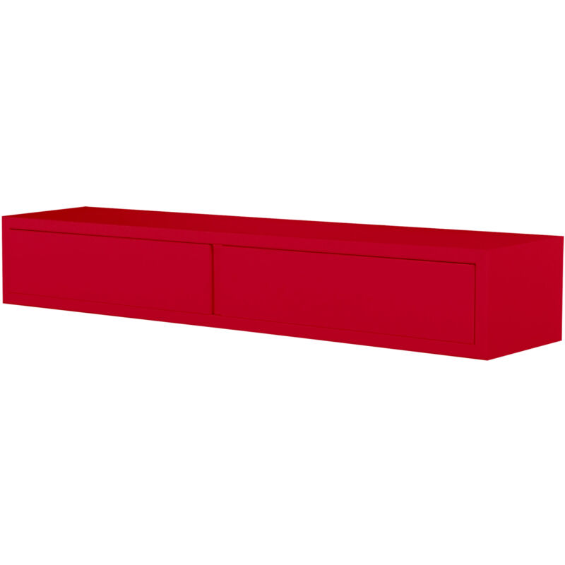 foto del prodotto giordanoshop mensola da parete con 2 cassetti 88,2x13,4x20 cm in fibra di legno domino rosso
