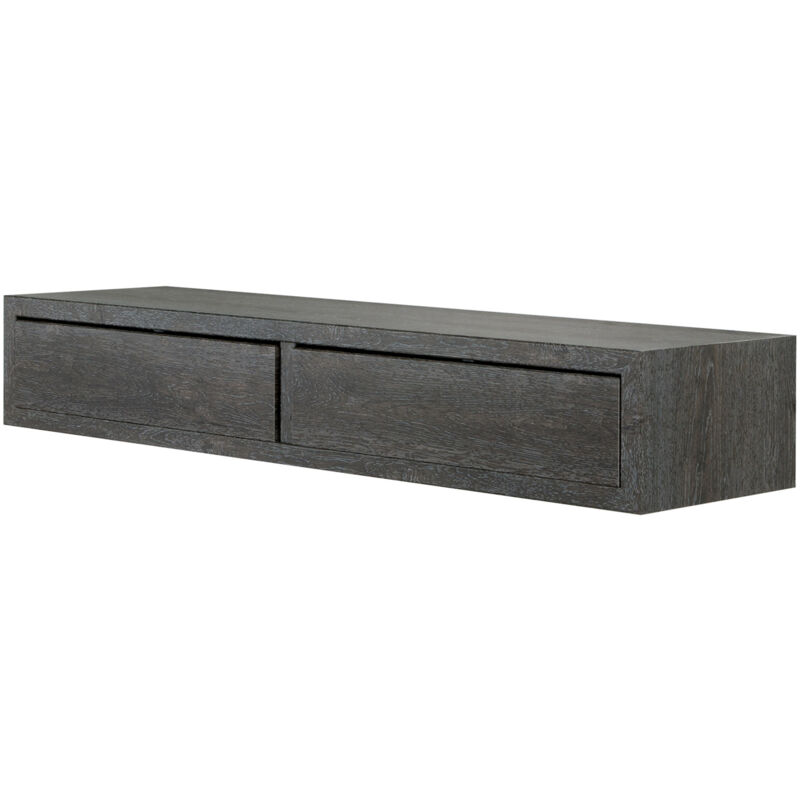 foto del prodotto giordanoshop mensola da parete con 2 cassetti 88,2x13,4x23,7 cm in fibra di legno domino maxi rovere scuro