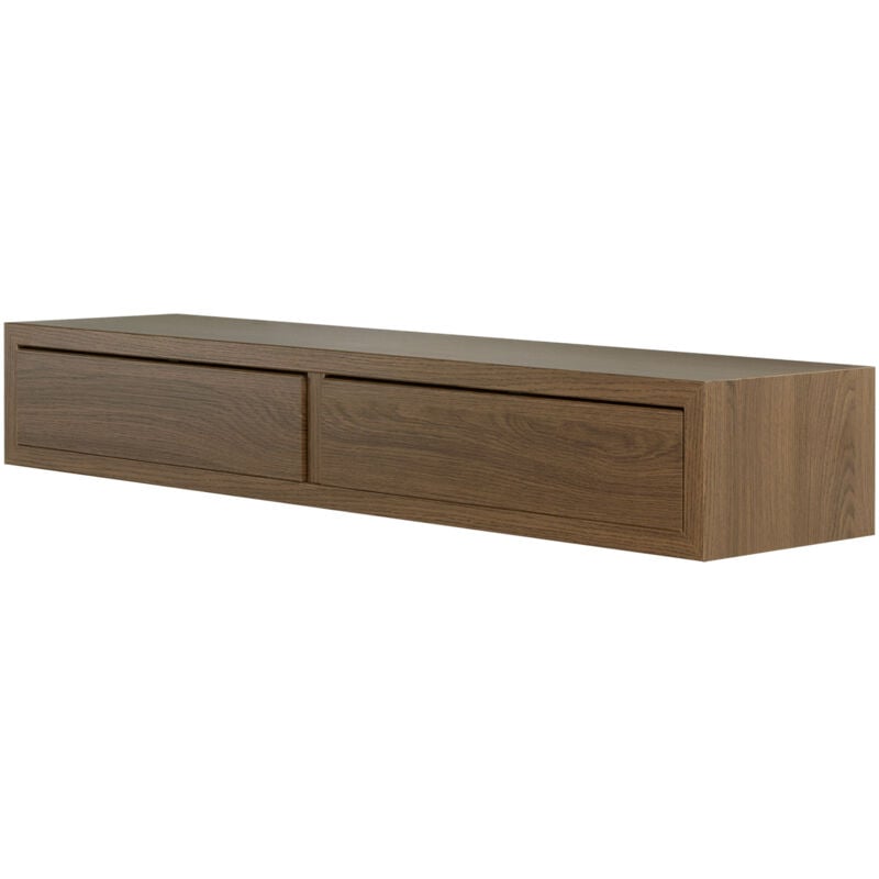 foto del prodotto giordanoshop mensola da parete con 2 cassetti 88,2x13,4x23,7 cm in fibra di legno domino maxi rovere tabacco