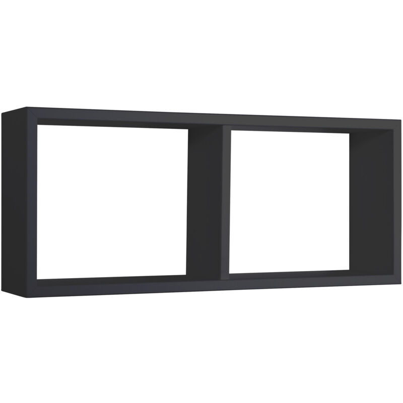 foto del prodotto giordanoshop mensola rettangolare 2 scomparti da parete 70x30x15,5 cm in fibra di legno morgana nero