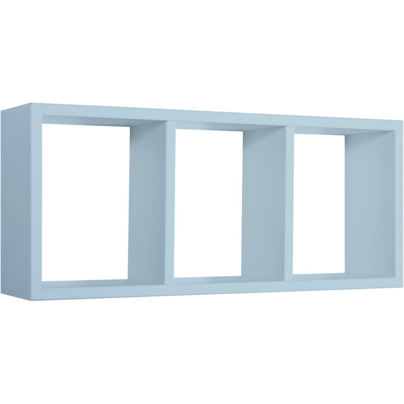 foto del prodotto giordanoshop mensola rettangolare 3 scomparti da parete 70x30x15.5 cm in fibra di legno tristano blu baltico