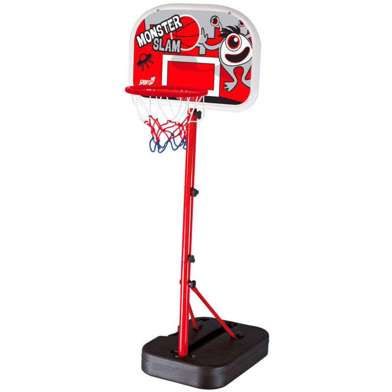 foto del prodotto giordanoshop mini canestro basket portatile per bambini 32,5x46,5x166 cm con palla rosso nero