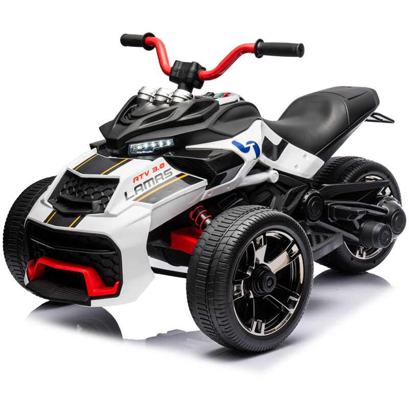 foto del prodotto giordanoshop mini quad elettrico per bambini 3 ruote 12v atv 3.0 bianco