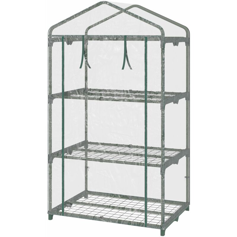 foto del prodotto giordanoshop mini serra 3 ripiani 69x49x125 cm copertura in plastica trasparente