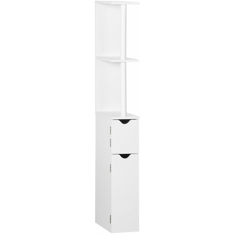 foto del prodotto giordanoshop mobile a colonna 2 ripiani 2 armadietti 15,2x29,8x118 cm in mdf e legno truciolare bianco