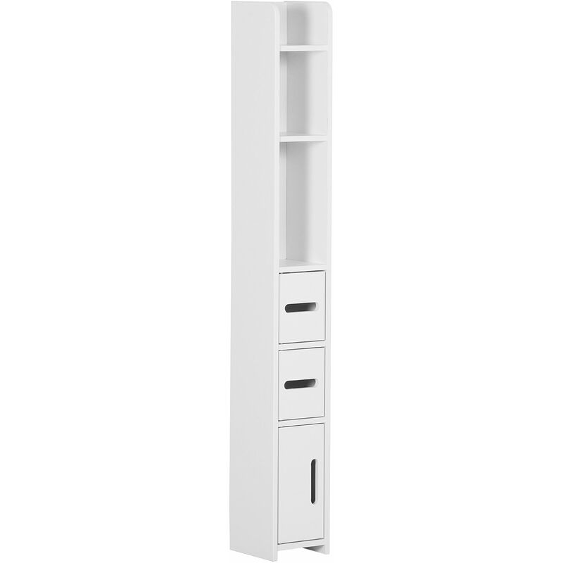 foto del prodotto giordanoshop mobile a colonna con mensole e armadietti 15x17x120 cm in mdf e legno truciolare bianco