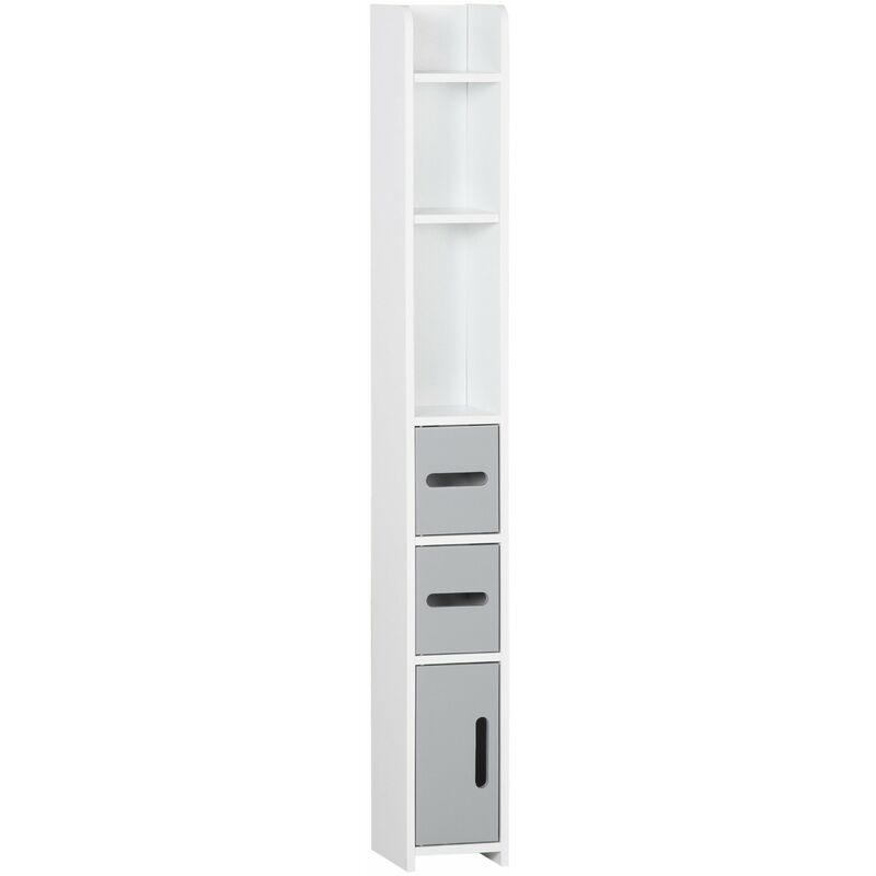foto del prodotto giordanoshop mobile a colonna con mensole e armadietti 15x17x120 cm in mdf e legno truciolare bianco e grigio