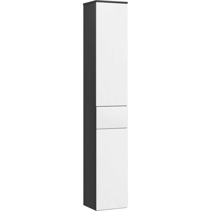 foto del prodotto giordanoshop mobile a colonna da bagno salvaspazio con 2 armadietti e cassetto 30x28x180 cm nero e bianco