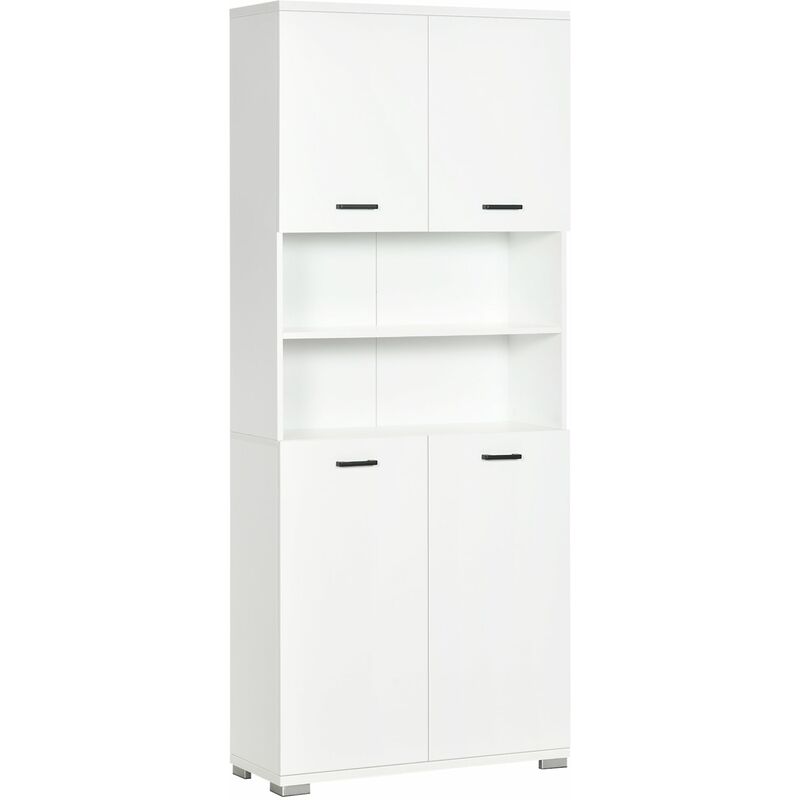 foto del prodotto giordanoshop mobile bagno 4 ante 2 ripiani 80x33,5x190 cm in truciolato bianco