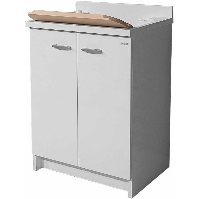 foto del prodotto giordanoshop mobile lavatoio 60x50x85cm 2 ante asse in legno montegrappa marella bianco con cesto