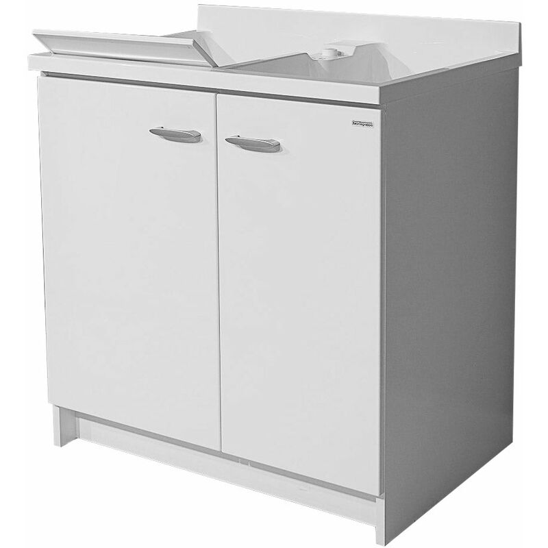 foto del prodotto giordanoshop mobile lavatoio 80x60x85cm 2 ante 2 vasche asse in termoplastico montegrappa marella bianco
