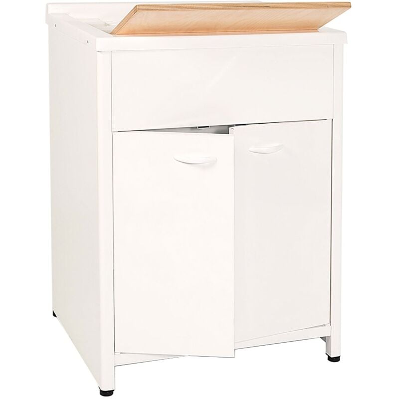 foto del prodotto giordanoshop - mobile lavatoio da esterno in polipropilene e alluminio 60x45x83 cm bianco