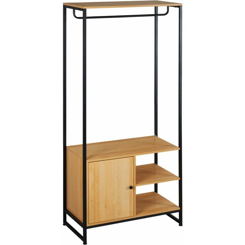 foto del prodotto giordanoshop mobile per ingresso appendiabiti scarpiera 80x40x180 cm in acciaio e legno naturale