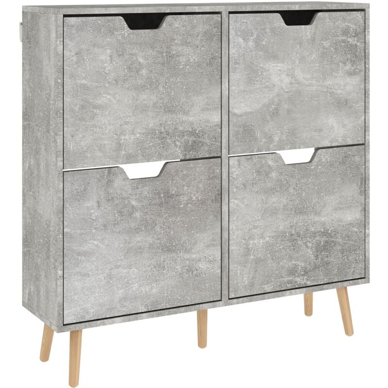 foto del prodotto giordanoshop mobile scarpiera con 4 cassetti ribaltabili 95x26x95 cm a 2 livelli per 16 paia in legno grigio