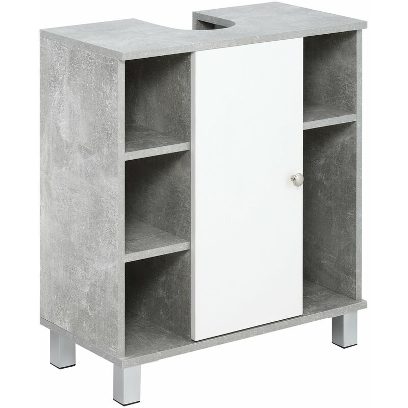 foto del prodotto giordanoshop mobile sotto lavabo bagno 6 ripiani 1 anta 60x30x68 cm in legno grigio