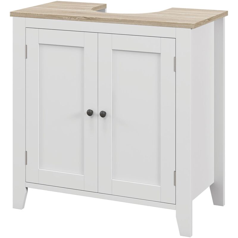 foto del prodotto giordanoshop mobile sottolavabo bagno a u con ripiano regolabile interno 60x30x60 cm in mdf bianco e legno