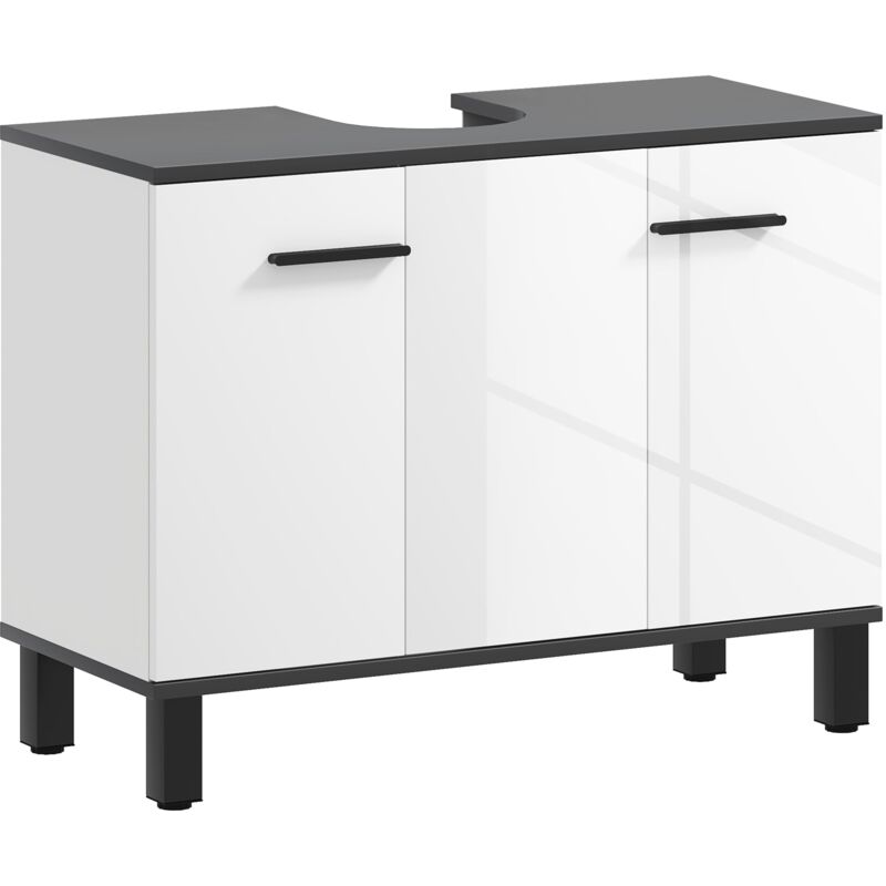 foto del prodotto giordanoshop mobile sottolavabo da bagno con armadietto 2 ante 80x34x60 cm bianco lucido