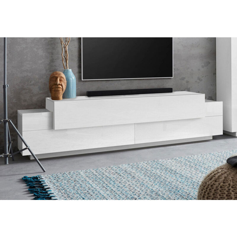 foto del prodotto giordanoshop mobile tv 3 ante a ribalta 200x45x51,5 cm coro bianco lucido bianco