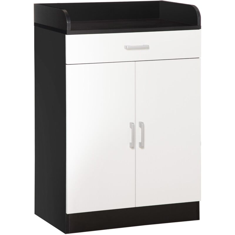 foto del prodotto giordanoshop - mobiletto 1 cassetto 2 ante 60x40x90 cm in mdf bianco e nero