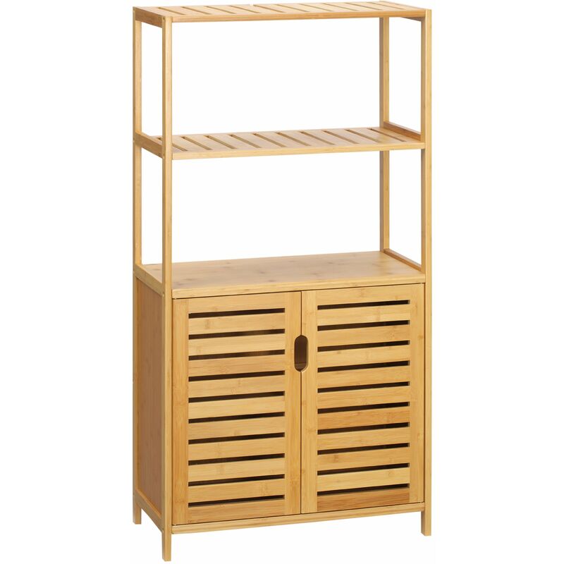 foto del prodotto giordanoshop mobiletto bagno 2 ripiani 2 ante 60x30x120 cm in bamb 