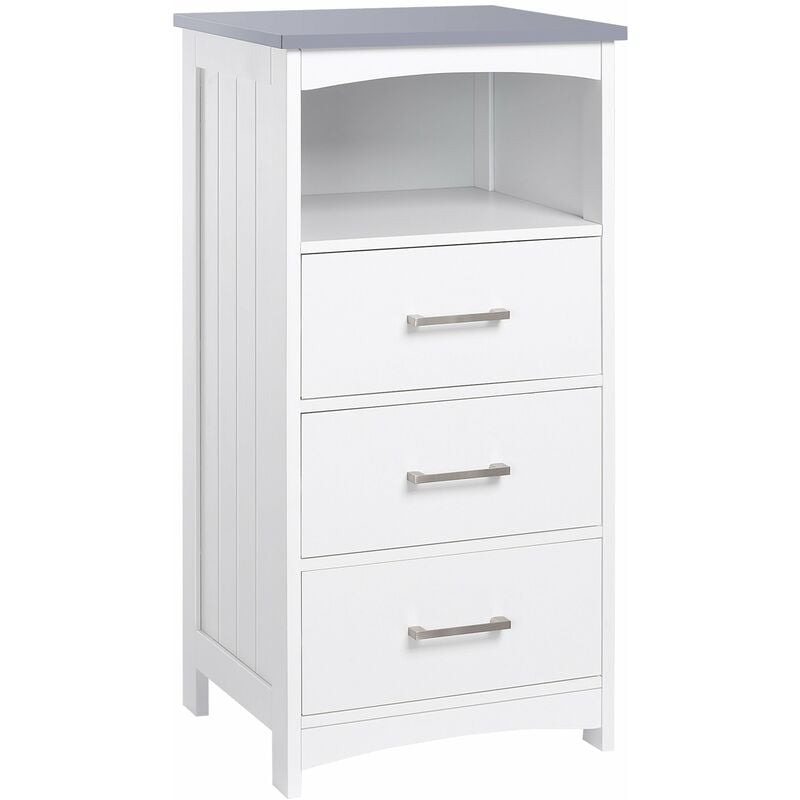 foto del prodotto giordanoshop mobiletto bagno 3 cassetti 40x33x80 cm in mdf bianco