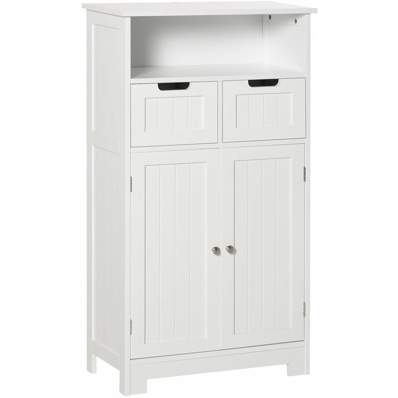 foto del prodotto giordanoshop mobiletto da bagno 2 ante 2 cassetti 60x30x108,8 cm in mdf bianco