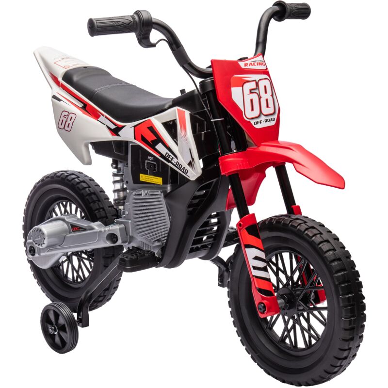 foto del prodotto giordanoshop moto elettrica per bambini con rotelle e indicatore di carica rosso